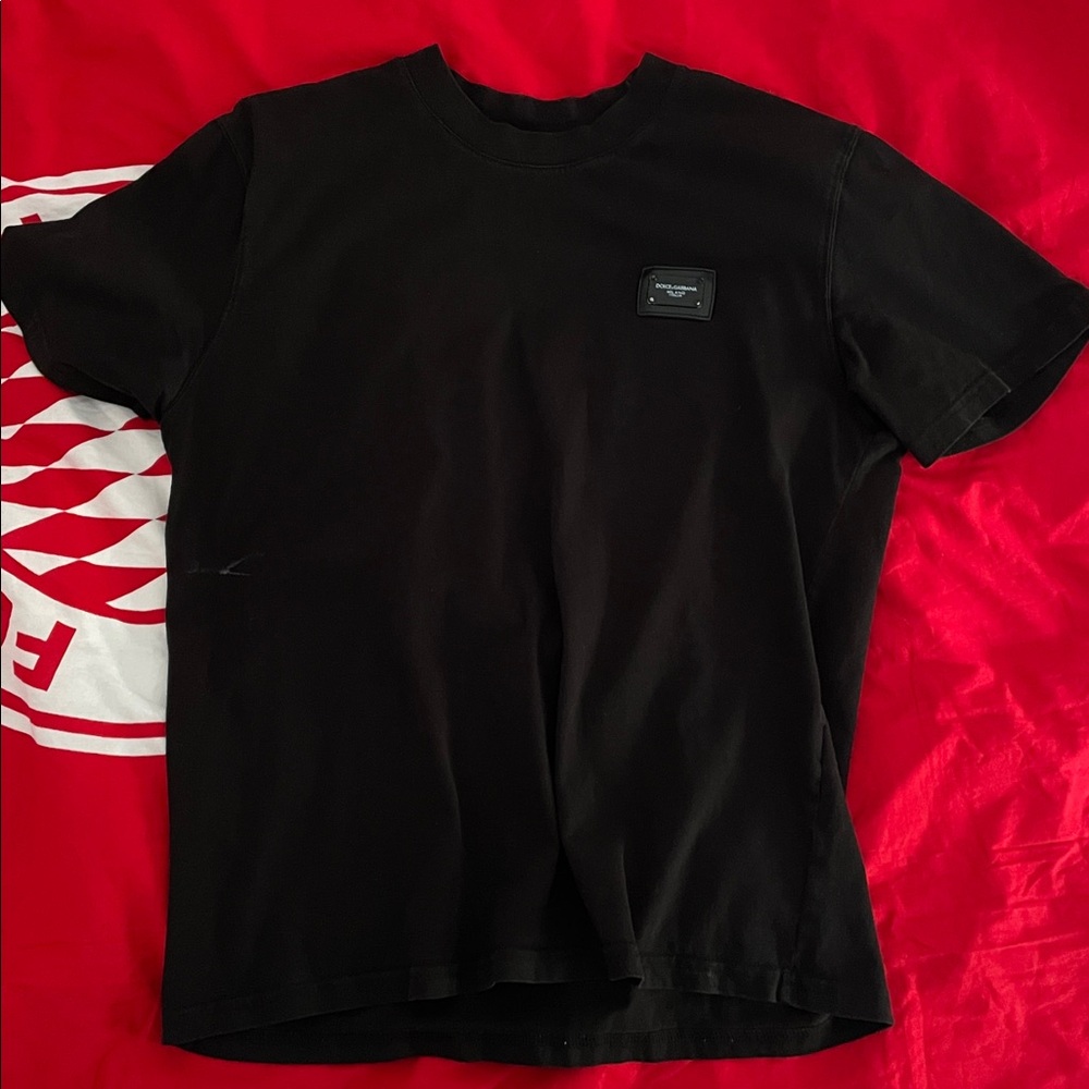 Dolce & Gabbana Black Tee with Logo Patch